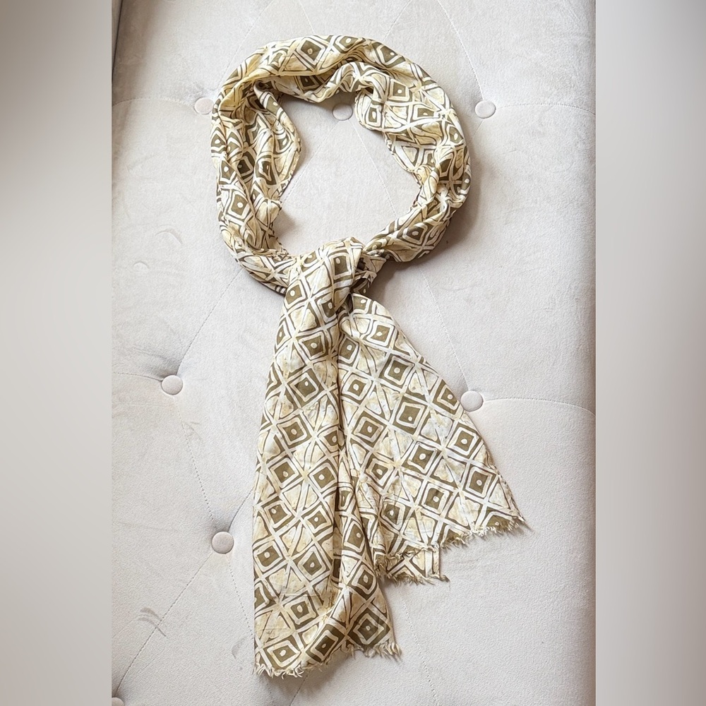 Echo Silk Geometric Patterned Scarf - image 1